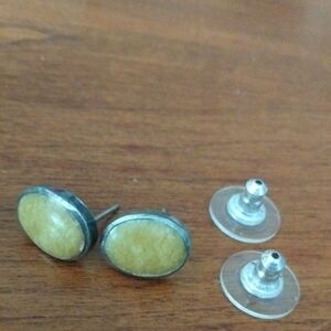 Artisan Yellow Stone and Silver Earrings 925